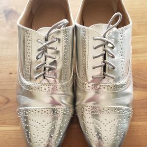 J.Crew Silver Oxfords